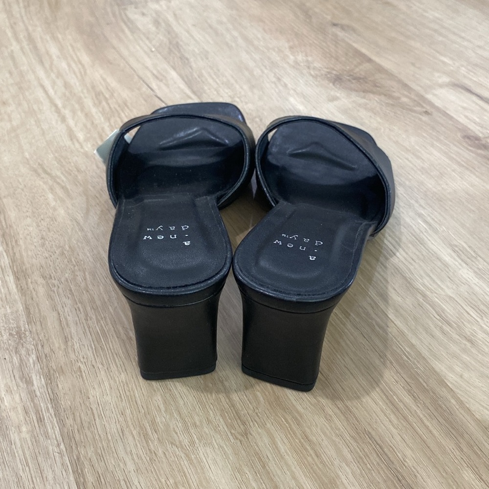 a new day Black Square-Toe Slide Kitten Heel Sandals - Picture 3 of 3